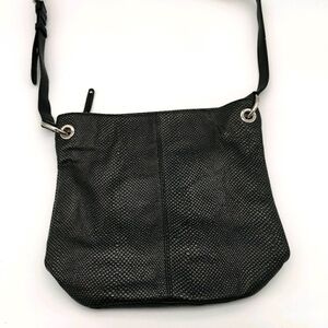 Tignanello black silver leather textured bag purse